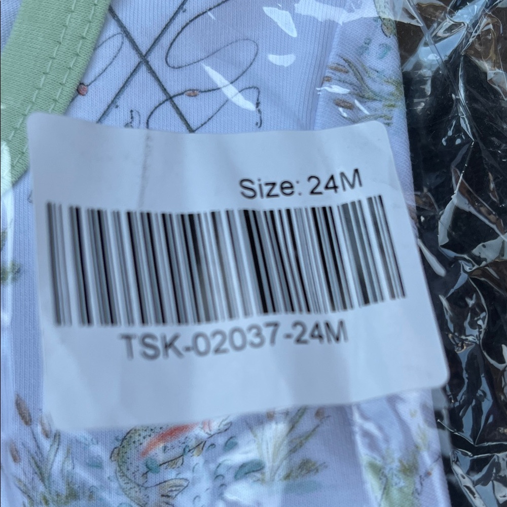 Trotters White and Green Kids onesie, fishing, print design - Picture 3 of 7